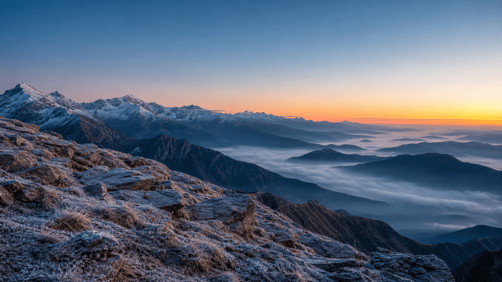 Alpine panorama — a high ridge at first light